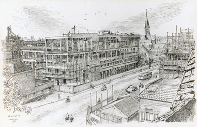 864007 Overzicht van de bouw van het nieuwe hoofdkantoor van de Coöperatieve Centrale Raiffeisenbank aan de St. ...